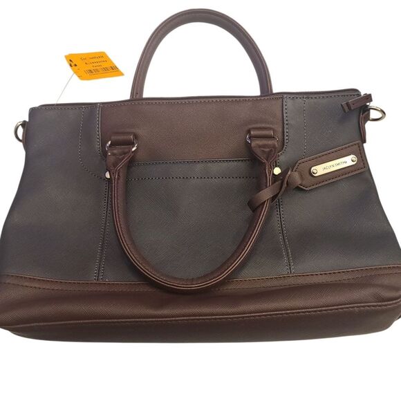 Jaclyn Smith Handbag Black Brown Topstitching 14 × 10 - Picture 11 of 12